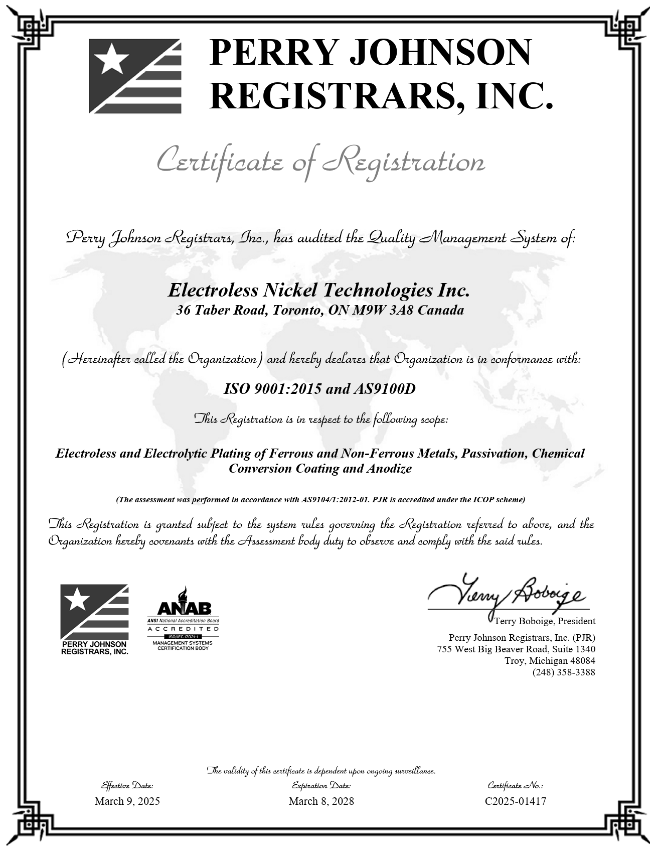 ISO 9001:2015 and AS9100D Certificate